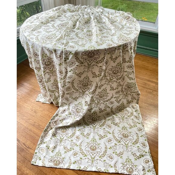 Vintage 60s pleated curtains, green & gold bold floral, Fiberglass panels, pair - Picture 1 of 10